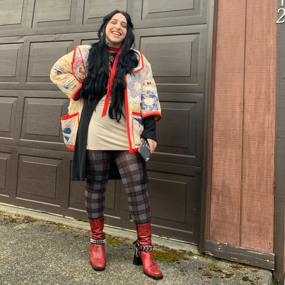 1960s Handmade Quilt Coat with Pockets L - Picture 4 of 4